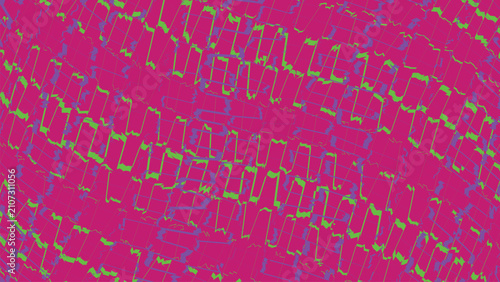 Abstract digital art with neon green and blue geometric zigzag patterns