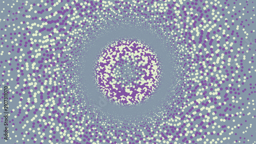 Abstract radial pattern of purple and light green dots