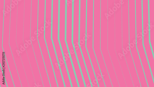 Abstract background with vertical neon green stripes on a vibrant pink surface