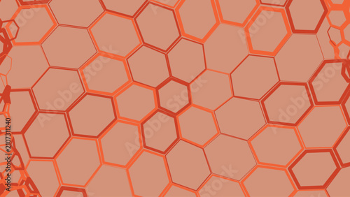 Abstract red hexagonal geometric pattern background