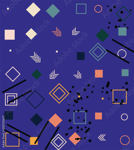 Abstract geometric background with various colorful shapes and lines design