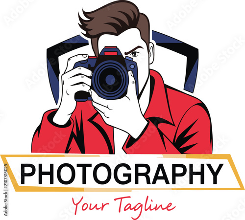 Stylish Male Photographer Badge Logo