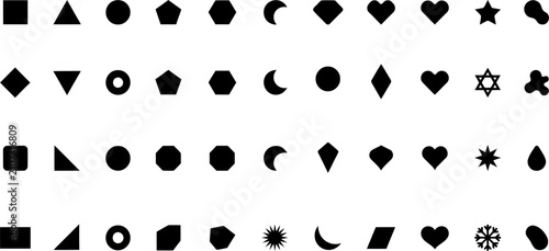 Fotografija Black silhouette icon set geometric shapes celestial bodies and abstract symbols