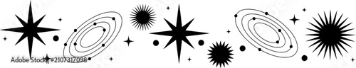 Vintage atomic space age starburst and planet graphic mid century modern design