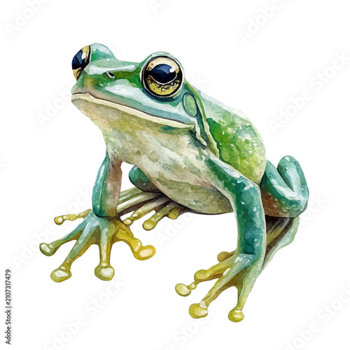 Frog, delicate watercolor illustration vector with soft and elegant colors, isolated on a white background.