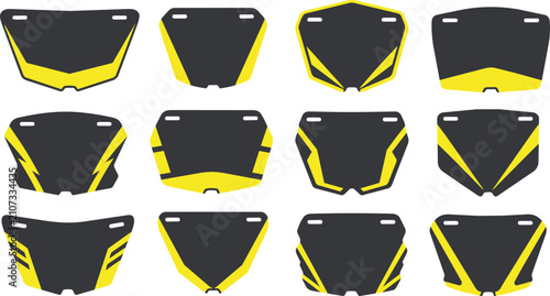 Motocross Number Plate Designs Vector Collection, Black and Yellow Graphics