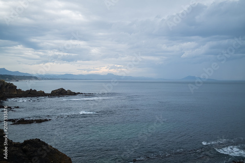 Bild auf Leinwand Rocky islet in the Atlantic Ocean, Biarritz, France