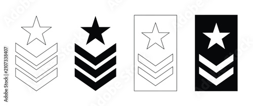 Fotografía Military rank insignia icon with army sergeant chevron badges, outline and solid