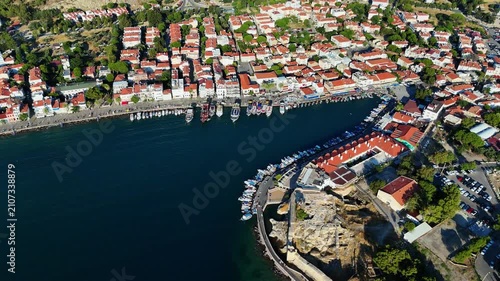 Aerial View of Eski Foca Coastal Town in Izmir Turkey