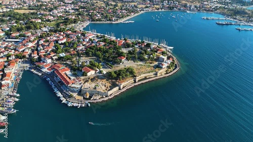 Aerial View of Eski Foca Coastal Town in Izmir Turkey