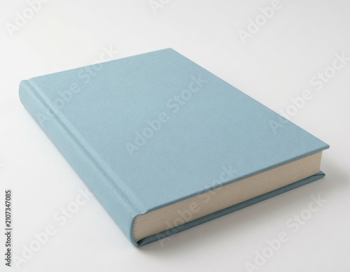 Light blue hardcover book on a table
