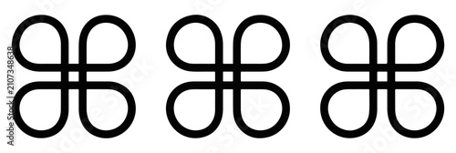 Fotografía Three identical command key symbols, also known as the cloverleaf or loop render
