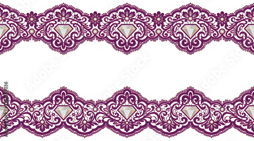 Purple lace border trim with elegant floral pattern