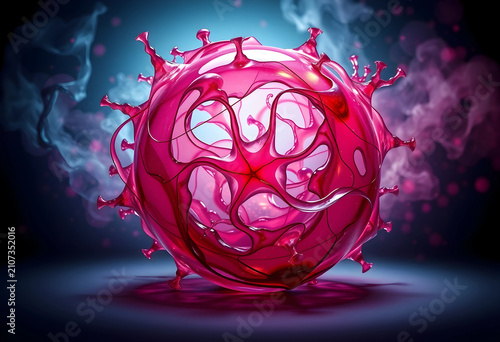 Pink abstract virus or bact...