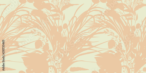 A seamless pattern with tropical plant silhouettes in vector for textiles. Vector illustration