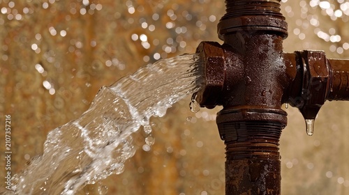 Water pipe burst causes plumbing emergency with water spraying everywhere, immediate action required