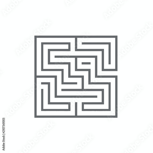 Minimalist square maze icon illustration, symbolizing complex problems, strategic decision-making, and the search for solutions and pathways through challenges.