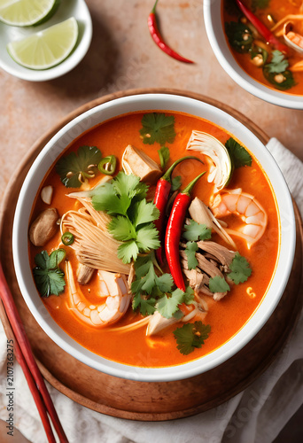 Spicy tom yum soup with shr...