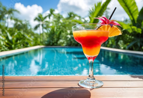 Tropical layered cocktail w...