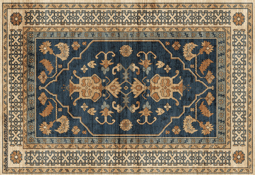 Canvas Print Persian Folk style traditional printed Carpet with trending colors and texture i