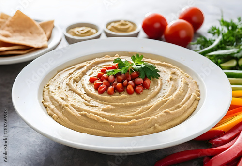 Creamy hummus dip with cher...