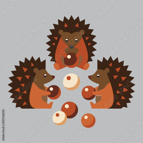 Hedgehogs Playing Marbles Flat Vector Design Art And Illustration