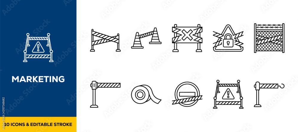 Naklejka premium Heavy Scaffolding and Construction Site Safety Support Structure Symbols Flat Vector Illustration Icon Bundle Set High Resolution