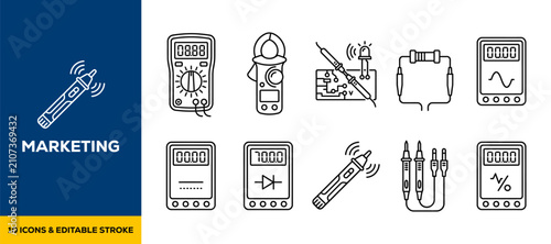 Fotografie Electrical Multimeters Testing Devices and Volt Meter Engineering Tools Flat Vec