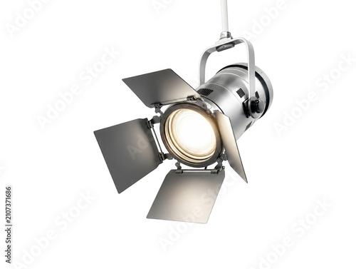 Professional studio stage spotlight with barndoors as isolated on transparent background