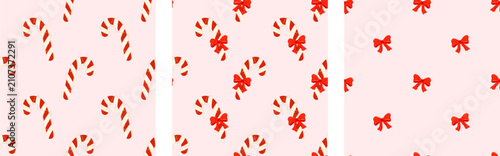 Cuadro en lienzo Lollipop bg pattern vector with small candy and christmas elements