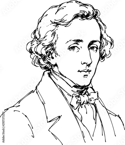 Принти на полотні Frédéric Chopin Polish Composer and Virtuoso Pianist of the Romantic Era Hand-Dr