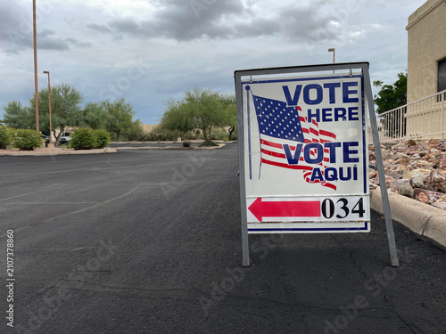 A polling place sign on election day in the United States