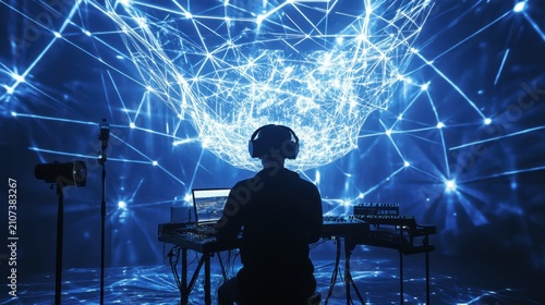 Immersive virtual reality concert with diverse crowd and dynamic light show