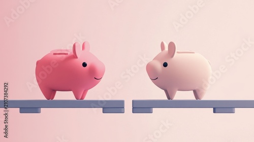 Two black bulls facing each other with gray background
