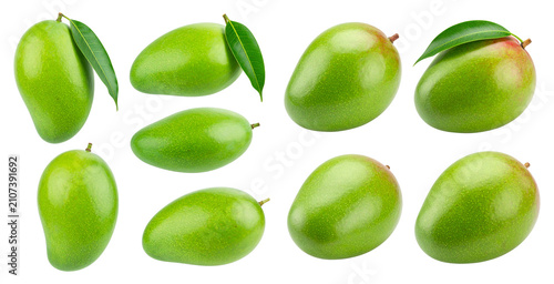 Fruit. Mango. Green Fresh Variety. Isolated on transparent background