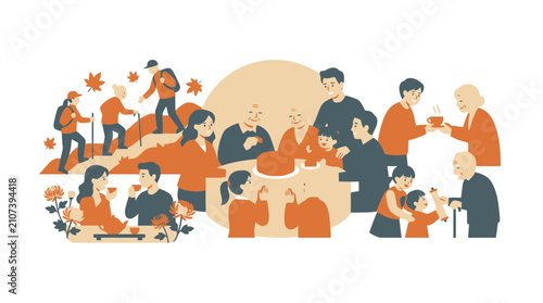 Family Activities and Gatherings Illustration