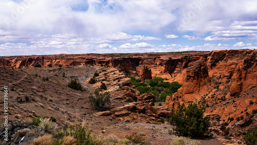 The rugged red sandstone cliffs of Canyon De Chelly newar Chinle, Arizona on the Navajo Nation