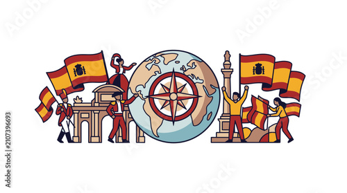 Spanish National Day Celebration Illustration