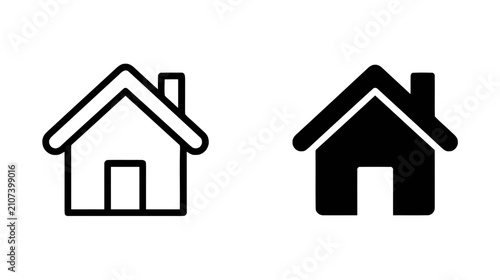 Vector illustration of set of house icons, outline and solid style, home symbol for web and app on a transparent background
