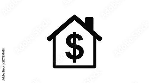 Vector illustration of house icon with dollar sign symbol on a transparent background