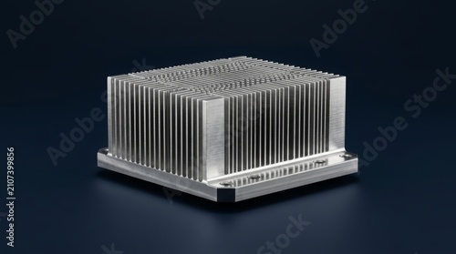 Aluminum heat sink representing advanced cooling, AI hardware and semiconductor performance