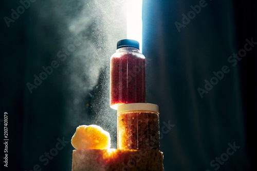 Принти на полотні Spa bath salts and sponge with mist