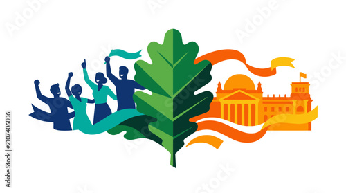 German Unity Day Celebration Illustration