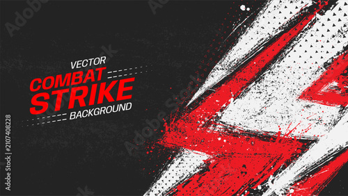 Bilde på lerret Red combat strike background with diagonal stripe splatter texture