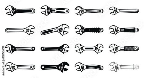 Canvastavla Collection of Adjustable Wrenches in Various Styles and Sizes.