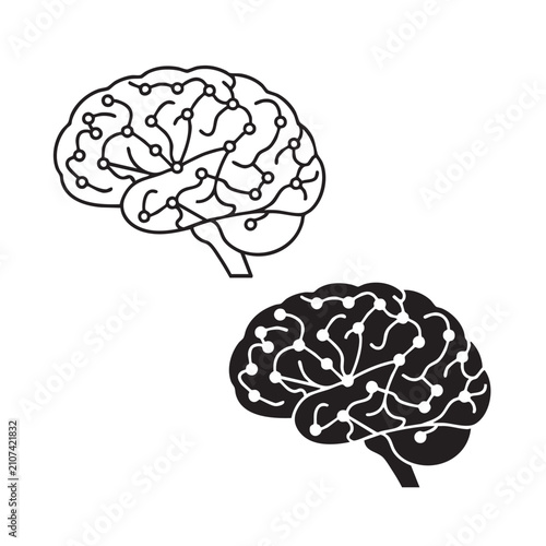 Brain network outline icons illustrating artificial intelligence concepts.