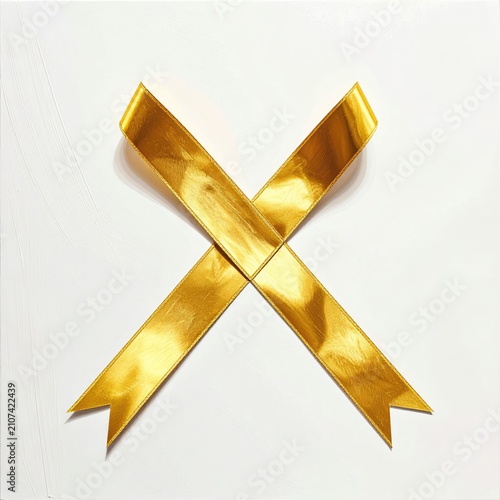 Two crossed satin ribbons form an X on a white background