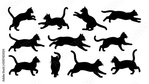 Принти на полотні Collection of Silhouetted Running Dogs in Various Poses.