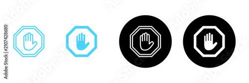 Stop icon vector. stop road sign. hand stop sign and symbol. Do not enter stop red sign with hand