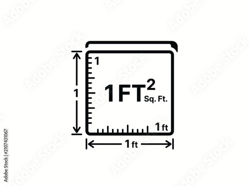 One square foot measurement icon representing area and unit of measurement